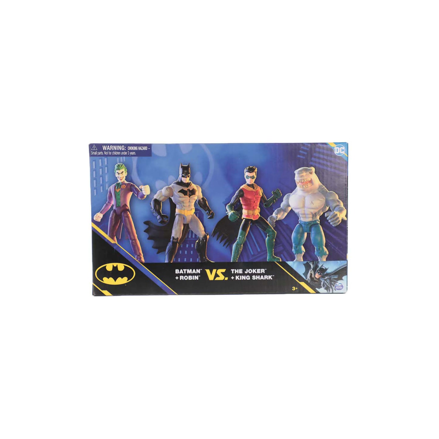 Batman + Robin vs The Joker + King Shark (4 pulgadas) - Spin Masters