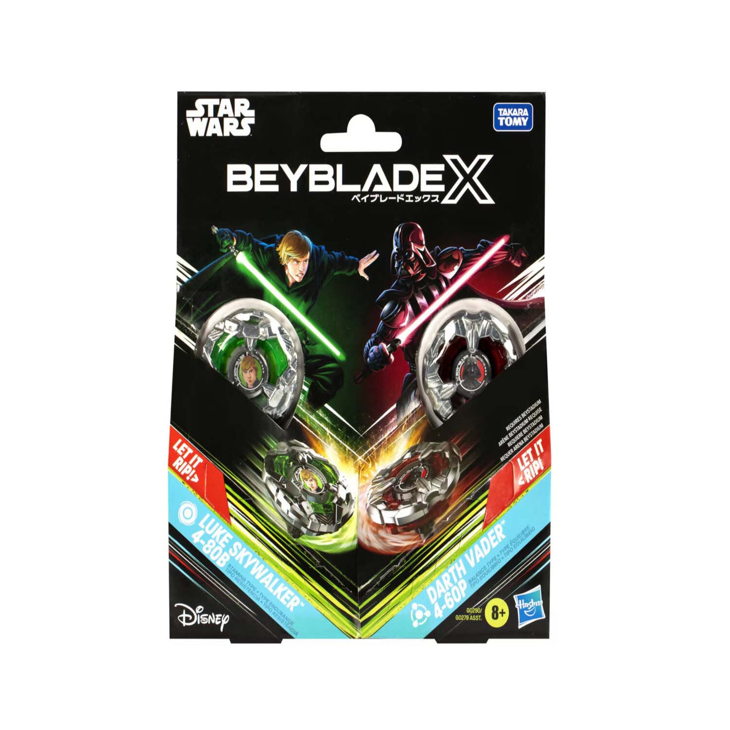 Luke Skywalker 4-80B vs Darth Vader 4-60P - Beyblade X - Hasbro