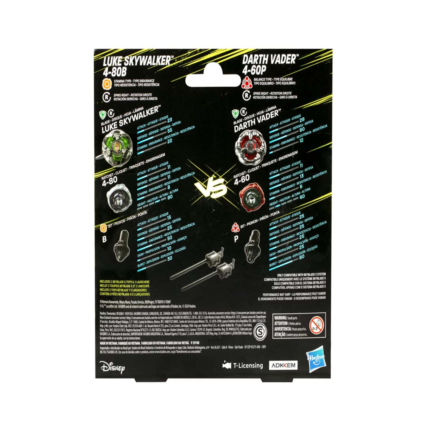 Luke Skywalker 4-80B vs Darth Vader 4-60P - Beyblade X - Hasbro