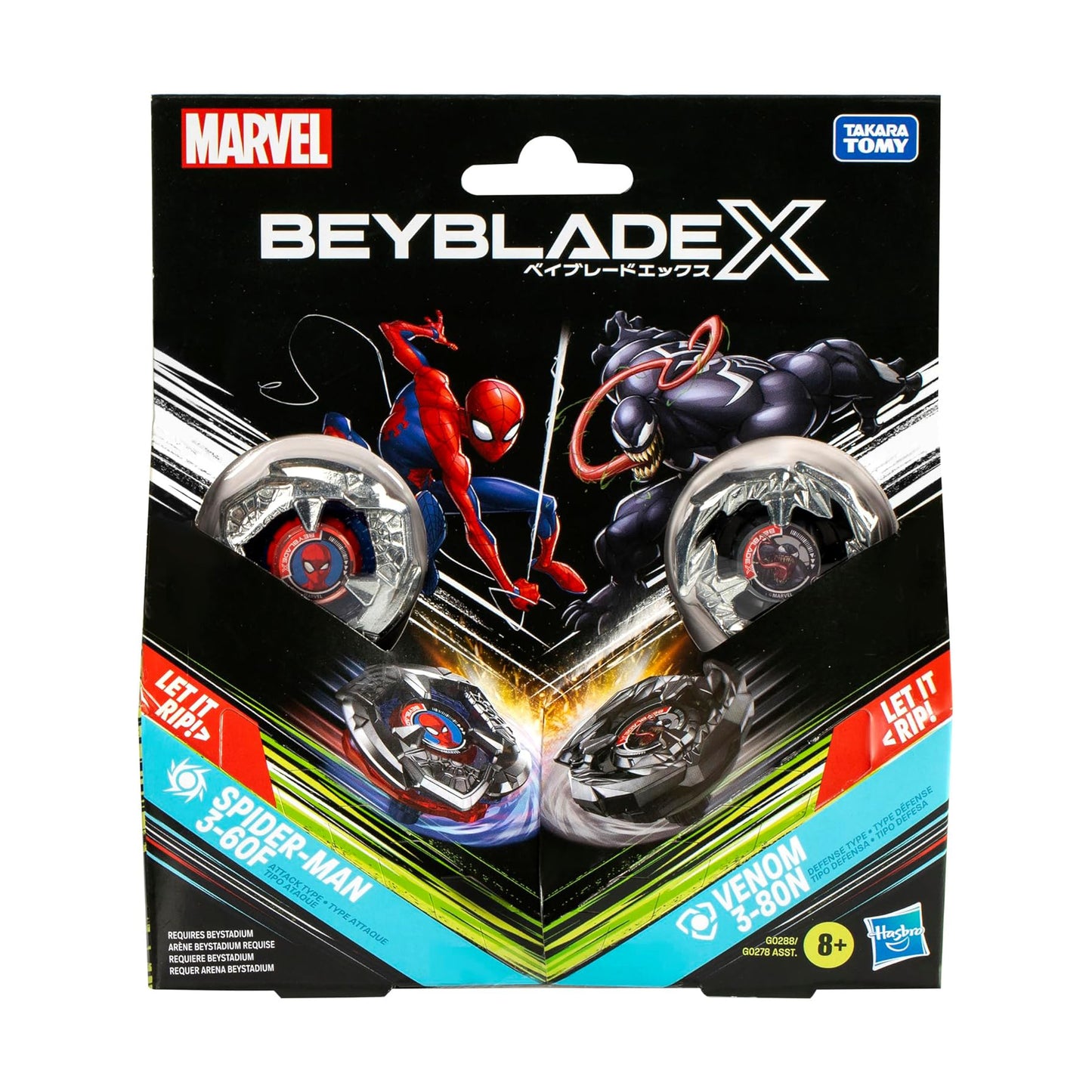 Spier-Man 3-60F vs Venom 3-80N - Beyblade X - Hasbro