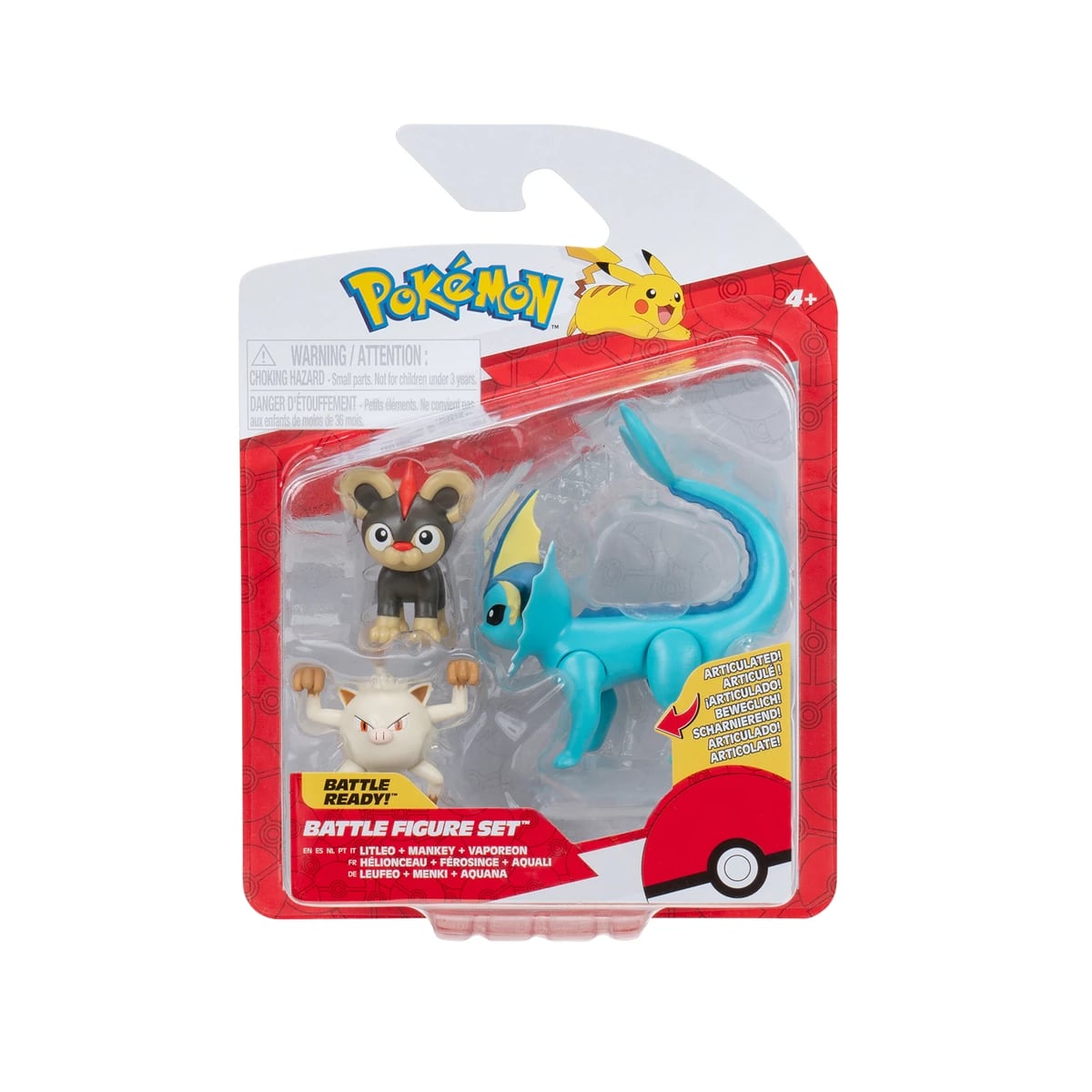 Litleo, Mankey & Vaporeon Battle Figure Set