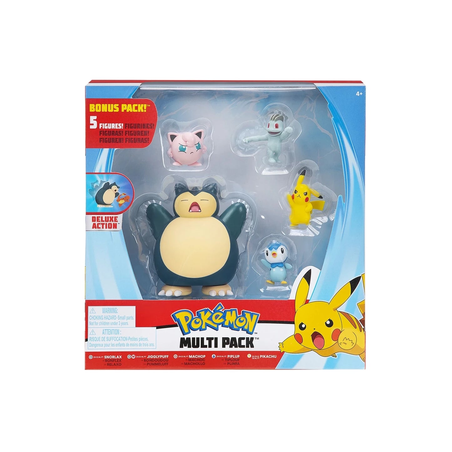 Snorlax, Jigglypuff, Machop, Piplup & Pikachu Battle Figure Multi-Pack