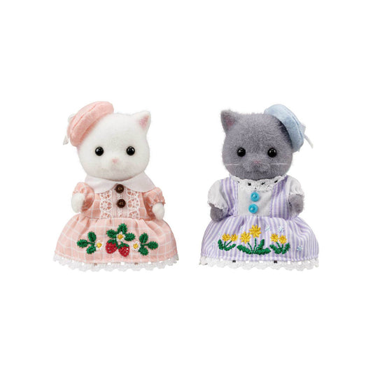 Doll Persian Cat Strawberry & Dandelion Embroidery Pair Set - Sylvanian Families (Version Japonesa)