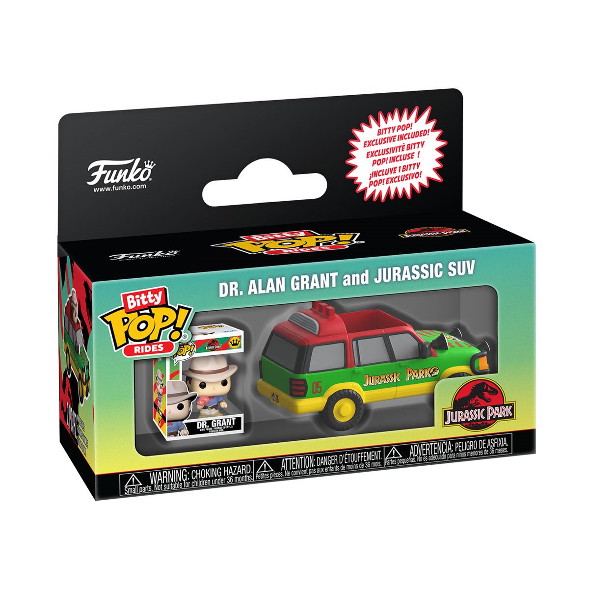 Jurassic SUV con Dr Alan Grant - Jurassic Park - Funko Bitty Pop Rides