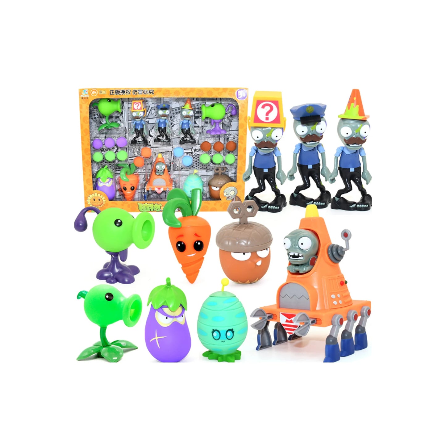 Set 6 plantas + 3 Zombies + Zombi Robocono - Plants vs Zombies