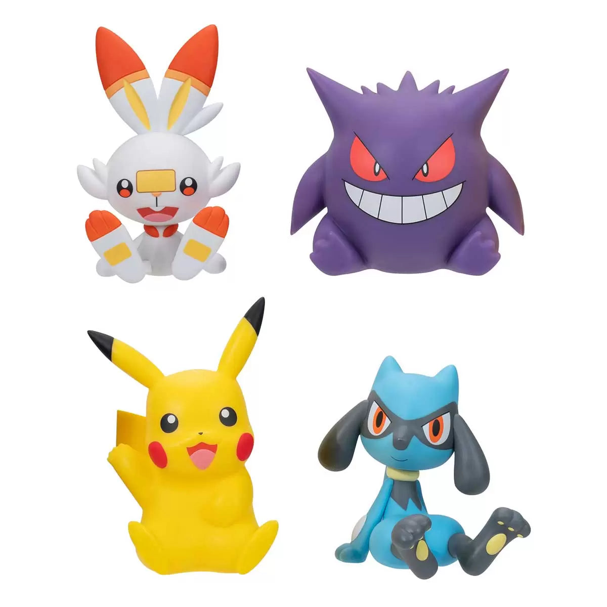 Figuras Gengar, Pikachu, Scorbunny & Riolu - Select Jazwares