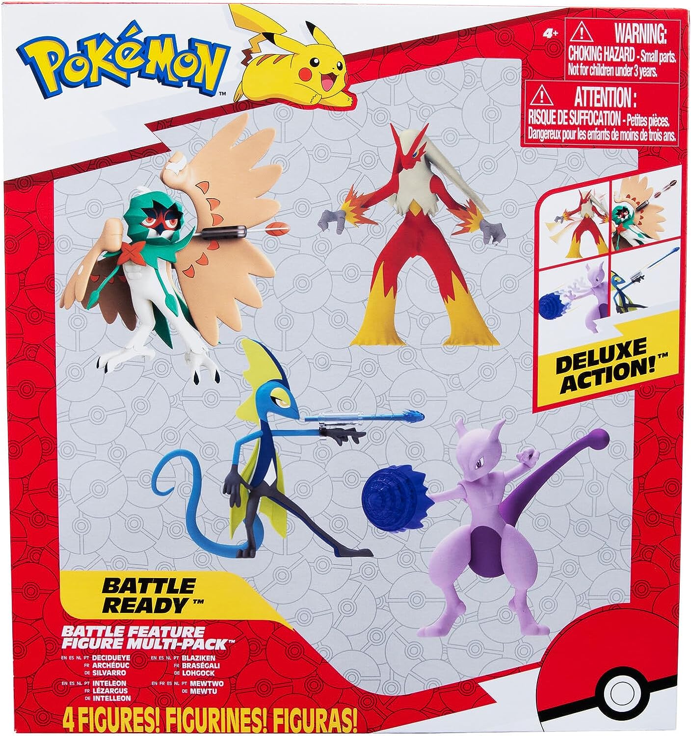 Decidueye, Inteleon, Blaziken & Mewtwo Battle Feature Figure Multi-Pack