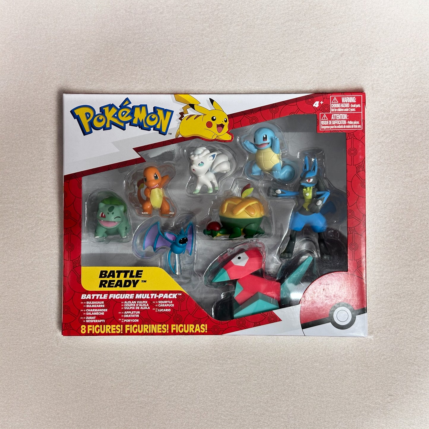 Zubat, Charmander, Bulbasaur, Squirtle, Alolan Vulpix, Appletun, Porygon & Lucario Battle Figure Multi-Pack