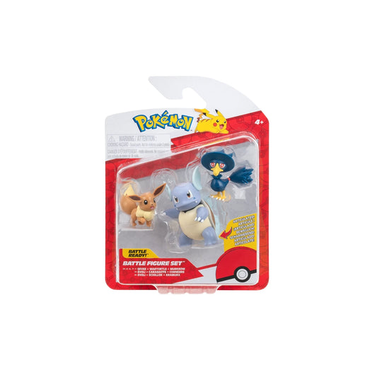 Eevee, Murkrow & Wartortle Battle Figure Set