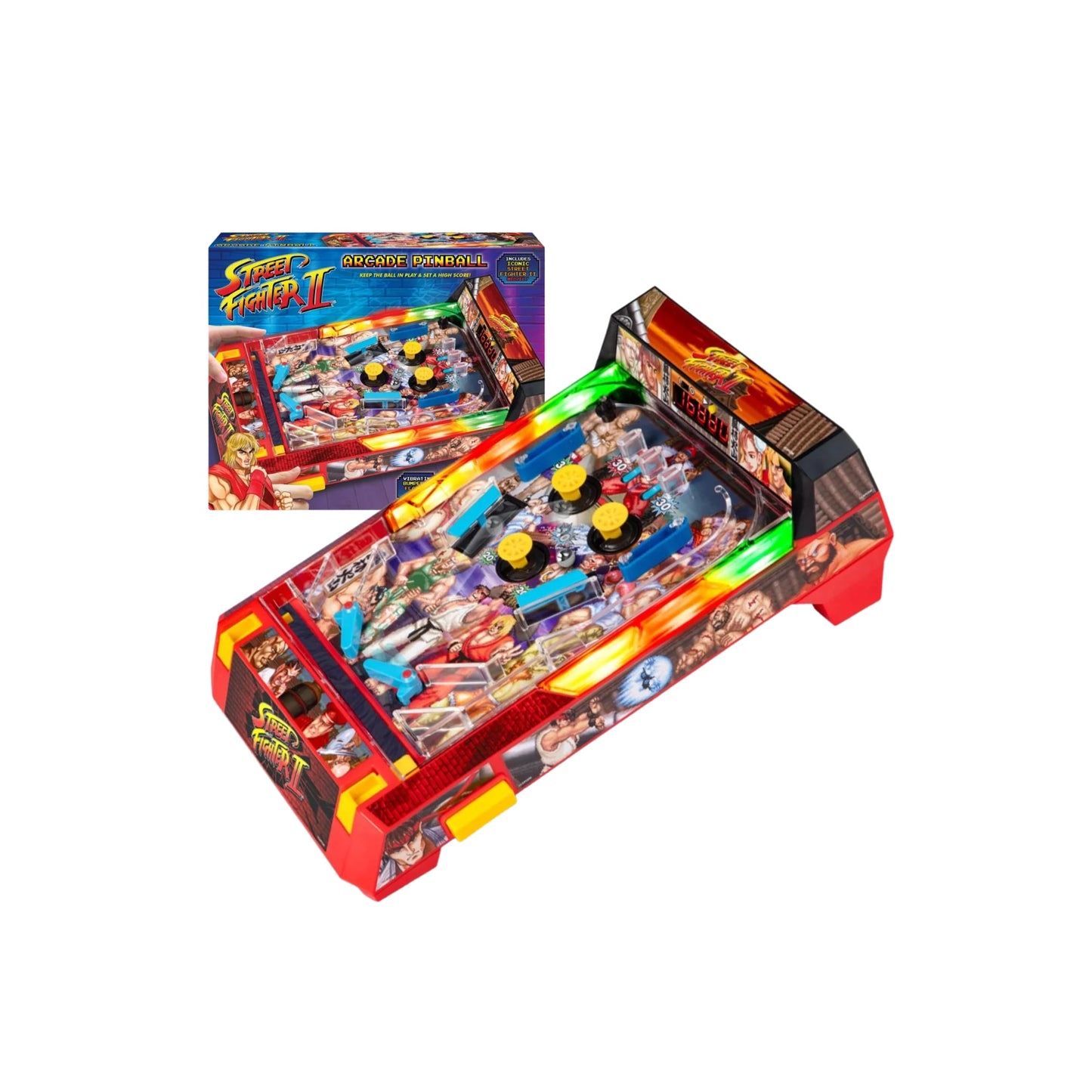 Mini Pinball Mediano de Mesa Street Figther II Arcade con Luz y Sonido (43.5 x 34 x 9.5 cm) - Ambassador Games