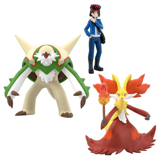 Pokemon Scale World Kalos Region - Calem, Chesnaught & Delphox