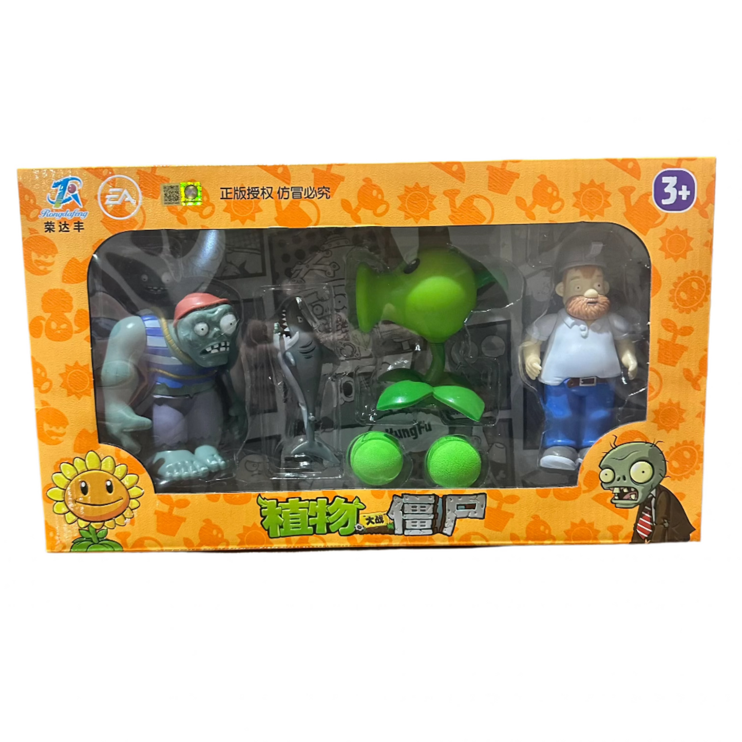 Set Crazy Dave + Lanzaguisantes + Zombistein Pirata - Plants vs Zombies