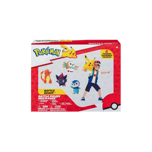 Charmander, Zorua, Rowlet, Piplup and Ash & Pikachu Battle Figure Multi-Pack