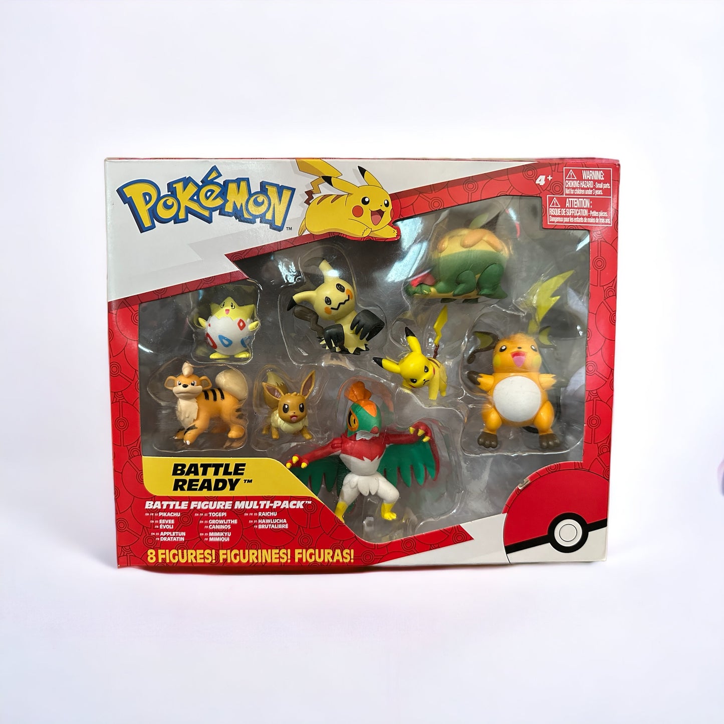 Pikachu, Eevee, Appetun, Togepi, Growlithe, Mimikyu, Raichu & Hawlucha Battle Figure Multi-Pack