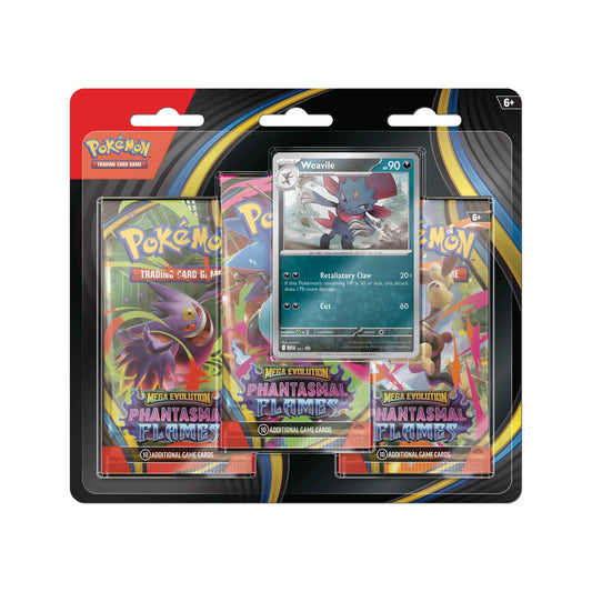 [PREVENTA] 3 Pack Blister - Mega Evolution Phantasmal Flames [Promo Aleatoria] [INGLES]