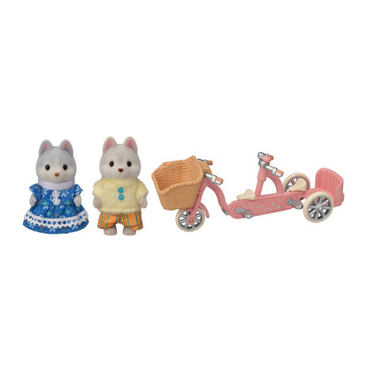 Nakayoshi Cycling Set Husky Siblings - Sylvanian Families (Version Japonesa)